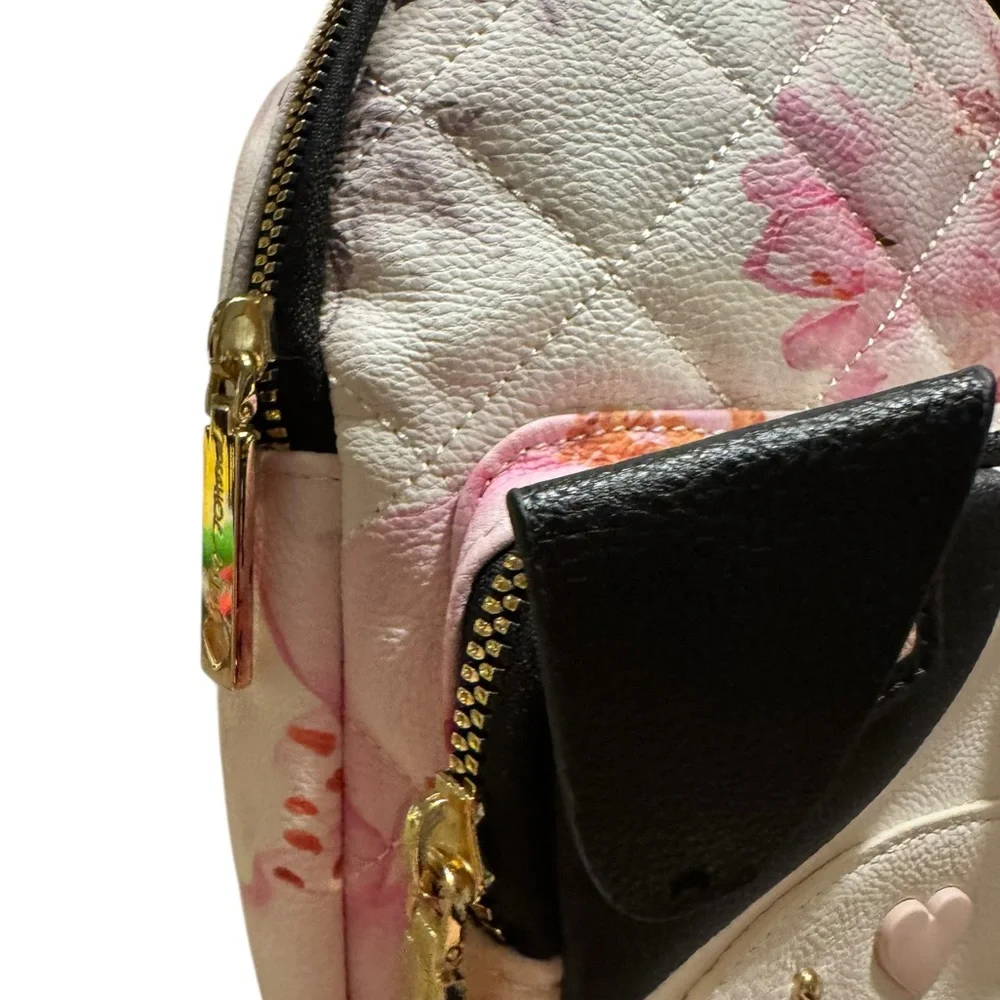 Betsey Johnson Floral Dog Face Mini Backpack/ Purse in Light Pink - Picture 8 of 10